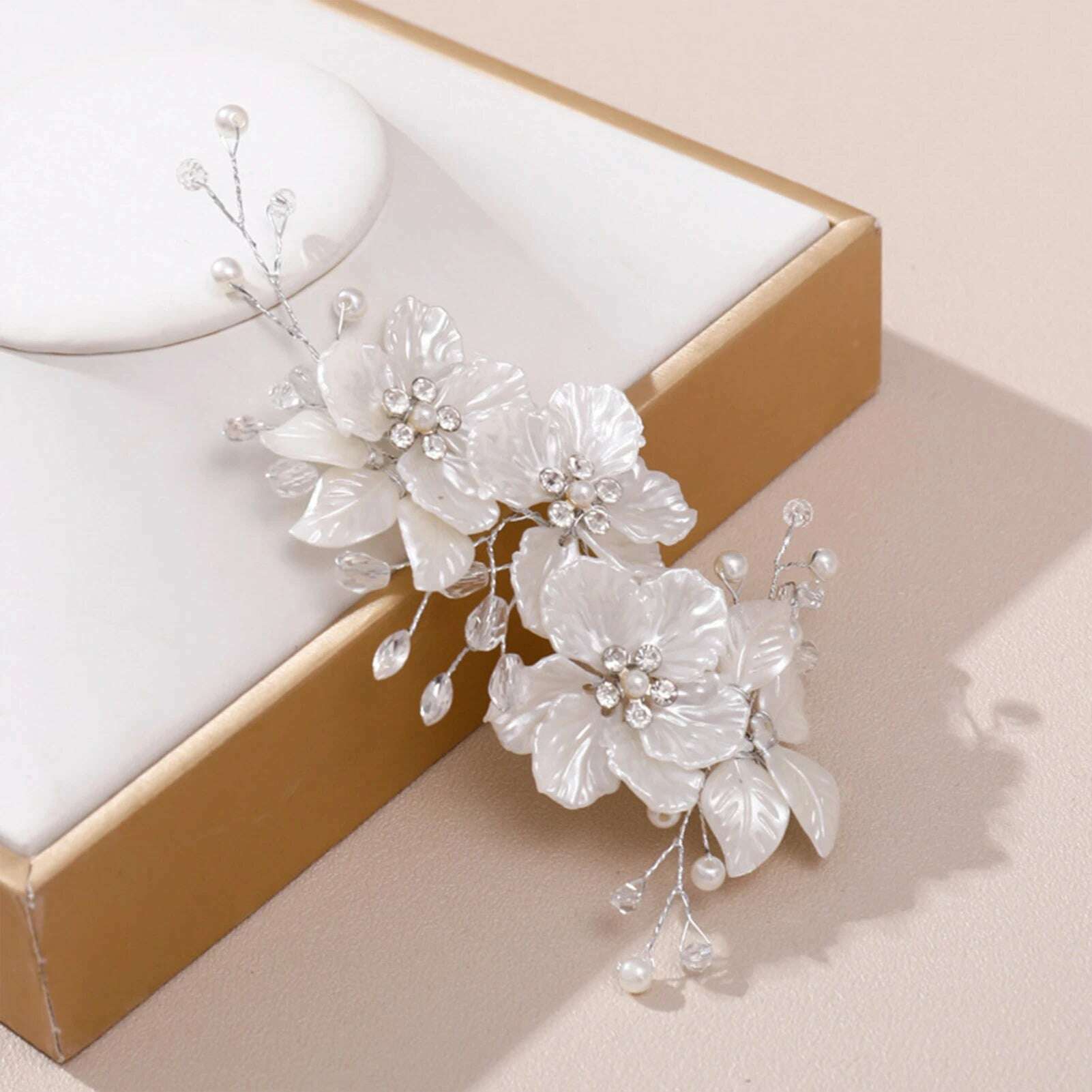 Flower Hairband Bridal Hair Jewelry Pearl Crystal Headband Birthday Party Tiara Wedding Hair Accessories For Women Marrige Crown - KIMLUD