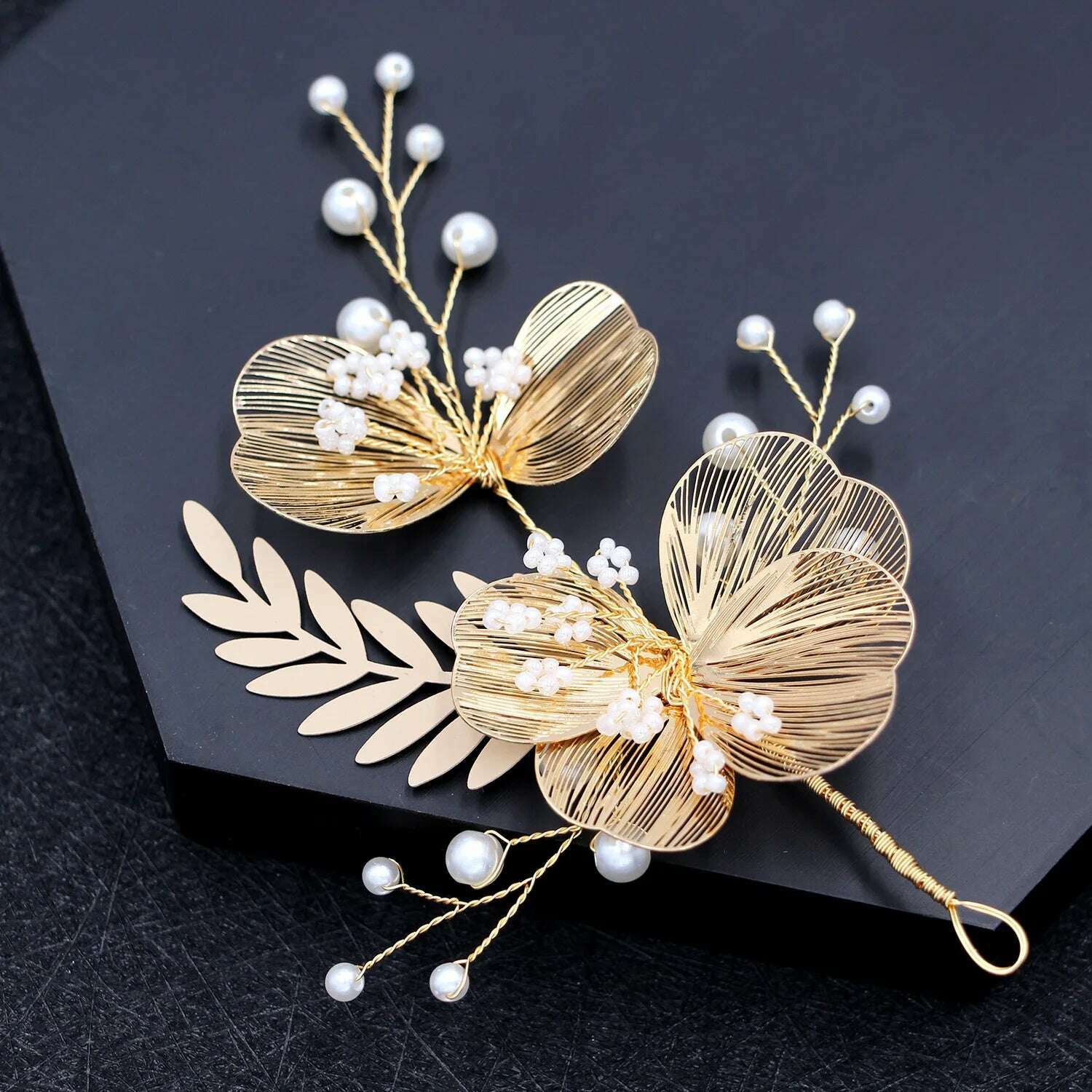 Flower Hairband Bridal Hair Jewelry Pearl Crystal Headband Birthday Party Tiara Wedding Hair Accessories For Women Marrige Crown - KIMLUD