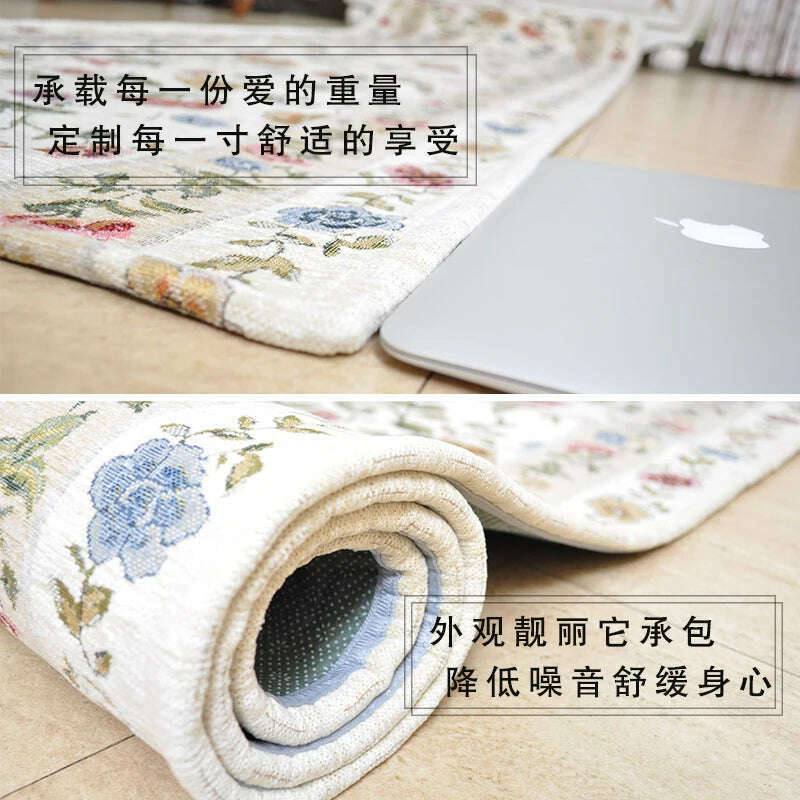 Flower Long Hallway Carpet Home Bedside Balcony Floor Mat Pastoral Corridor Area Rug Home Hotel Aisle Runners Carpet Europe Rug - KIMLUD
