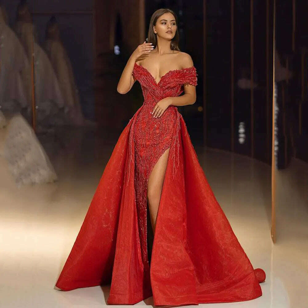 KIMLUD, Flower Sequins Embroidery Sweetheart Sleeveless Women Sexy Red Elegant Party Dress, Red / S, KIMLUD APPAREL - Womens Clothes