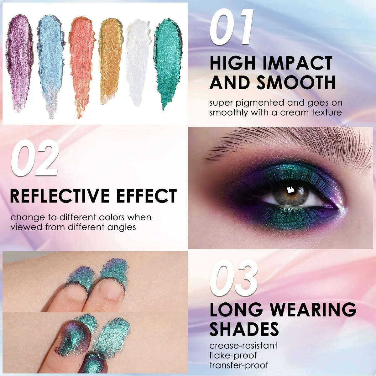 FOCALLURE Chameleon Liquid Eyeshadow 24 Colors Long Lasting Waterproof Pearlescent Glitter Shimmer Eye Shadow Makeup Cosmetics - KIMLUD