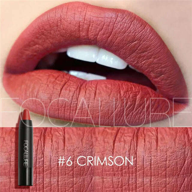 KIMLUD, Focallure Matte Lipstick 19 Colors Waterproof Matte Lipsticks Soft Texture Lip Stick Cosmetic Sext Red Nude Lip Makeup Batom, 06, KIMLUD Womens Clothes