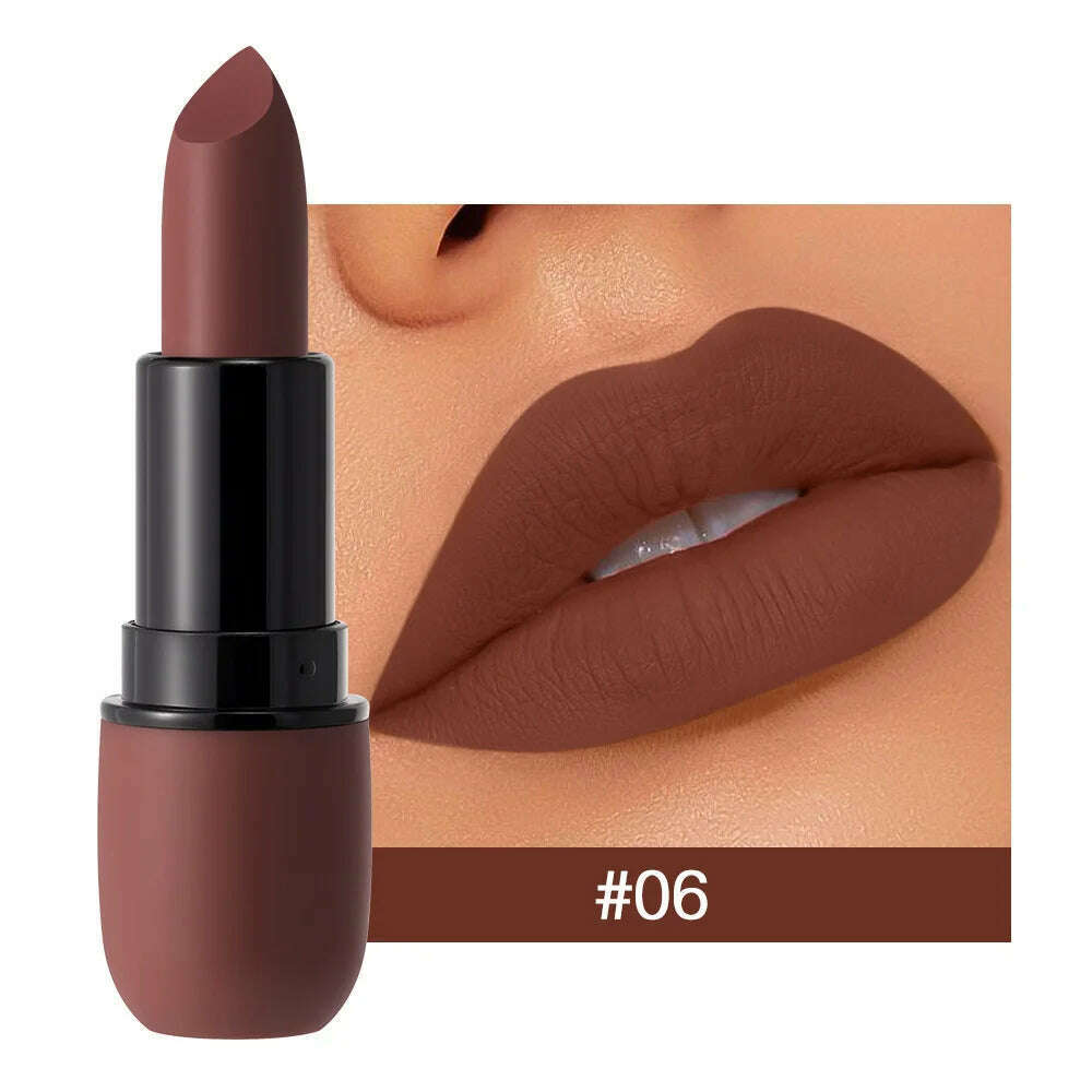 Fog Matte Lipstick Long Lasting Waterproof Lip Stick Smudge-free Classic Highly Pigmented Velvet Finish Lip Tint Makeup Cosmetic - KIMLUD