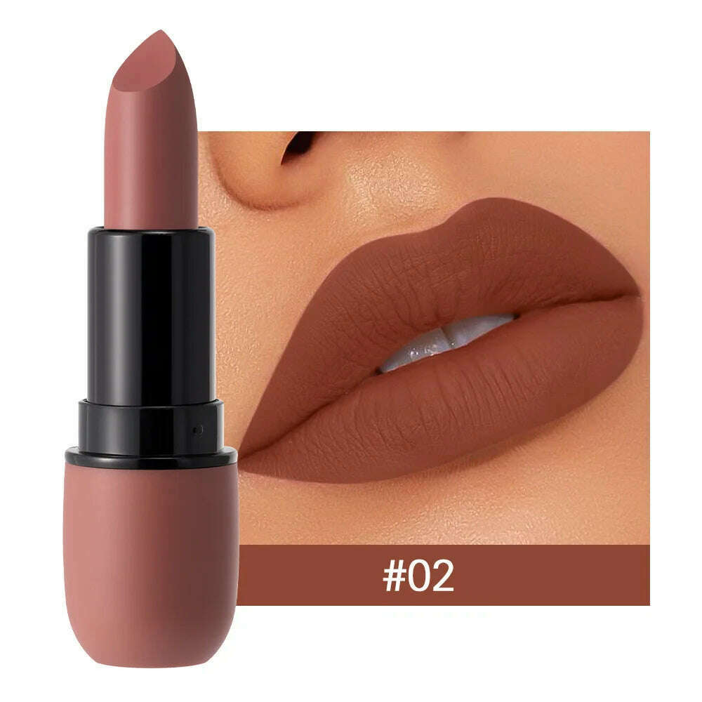 Fog Matte Lipstick Long Lasting Waterproof Lip Stick Smudge-free Classic Highly Pigmented Velvet Finish Lip Tint Makeup Cosmetic - KIMLUD