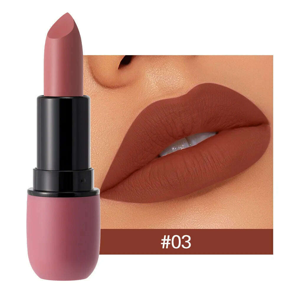Fog Matte Lipstick Long Lasting Waterproof Lip Stick Smudge-free Classic Highly Pigmented Velvet Finish Lip Tint Makeup Cosmetic - KIMLUD