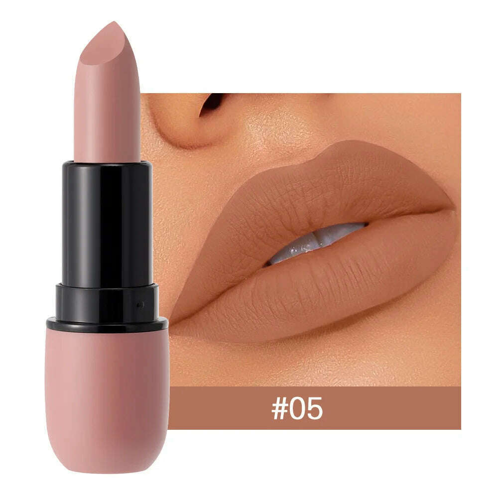 Fog Matte Lipstick Long Lasting Waterproof Lip Stick Smudge-free Classic Highly Pigmented Velvet Finish Lip Tint Makeup Cosmetic - KIMLUD