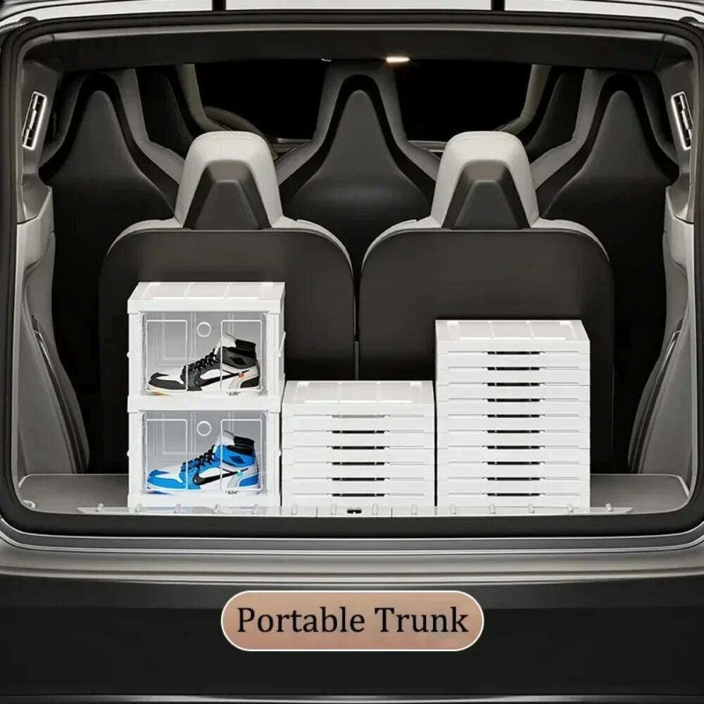 Foldable Shoe Storage Box Stackable Dustproof Transparent Living Room Sneaker Cabinet For Closet Multi Layer Cubby Shoes Rack - KIMLUD