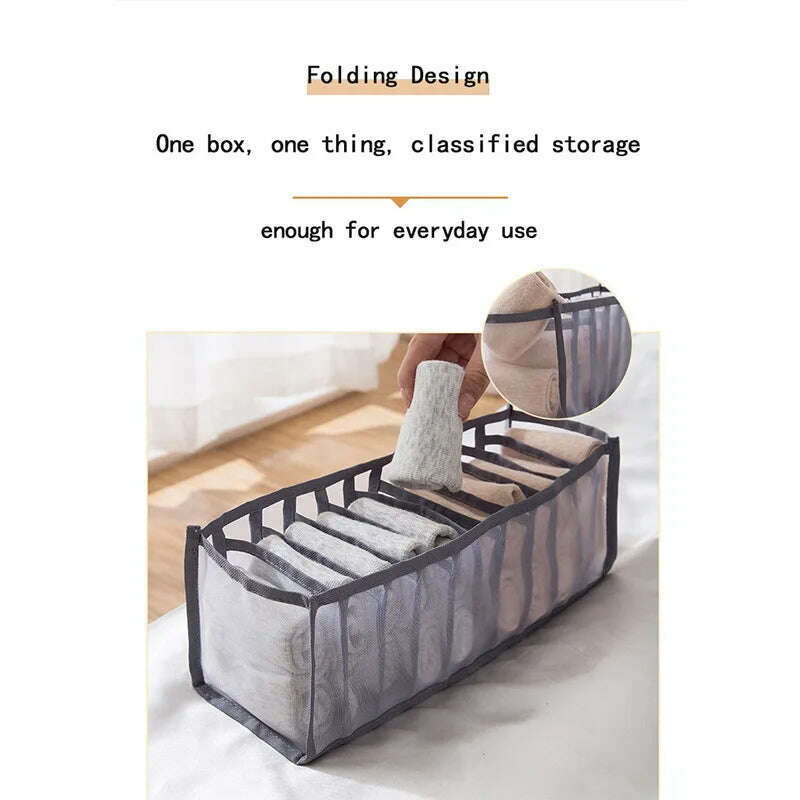 KIMLUD, Foldable Underwear Pants Storage Box Nylon Drawer Finishing Dormitory Storage Bra Finishing Breathable Mesh Bag, KIMLUD Women's Clothes