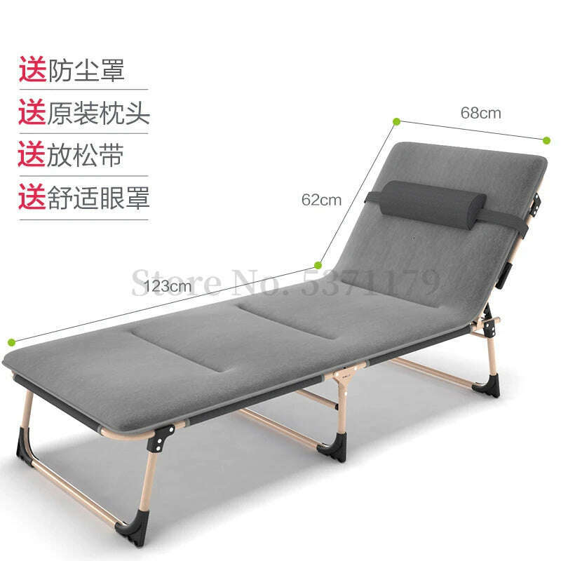 KIMLUD, Folding bed single lunch break bed recliner nap adult office escort simple beach convenient marching home, chair 12, KIMLUD Womens Clothes