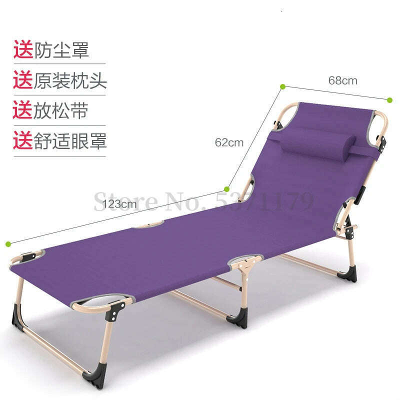 KIMLUD, Folding bed single lunch break bed recliner nap adult office escort simple beach convenient marching home, chair 13, KIMLUD Women's Clothes