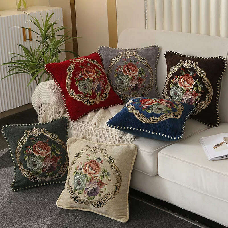 KIMLUD, Folk-Custom Flowers Cushion Cover 45x45cm Embroidery Jacquard Decorations for Home Edging Pillow Cases Decora Cushions for Bed, KIMLUD Women's Clothes