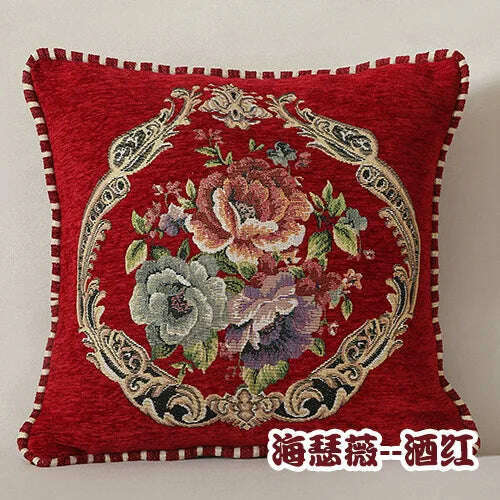 KIMLUD, Folk-Custom Flowers Cushion Cover 45x45cm Embroidery Jacquard Decorations for Home Edging Pillow Cases Decora Cushions for Bed, red-HSW / 450mm*450mm, KIMLUD Women's Clothes