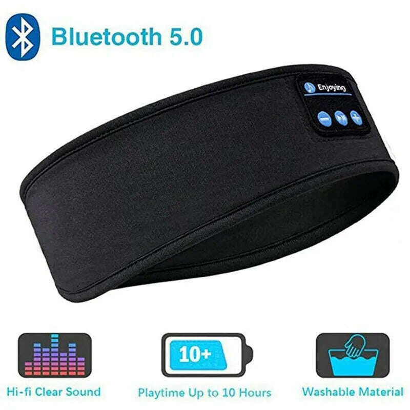 KIMLUD, Fone Bluetooth Earphones Sports Sleeping Headband Elastic Wireless Headphones Music Eye Mask Wireless Bluetooth Headset Headband, Black, KIMLUD Women's Clothes