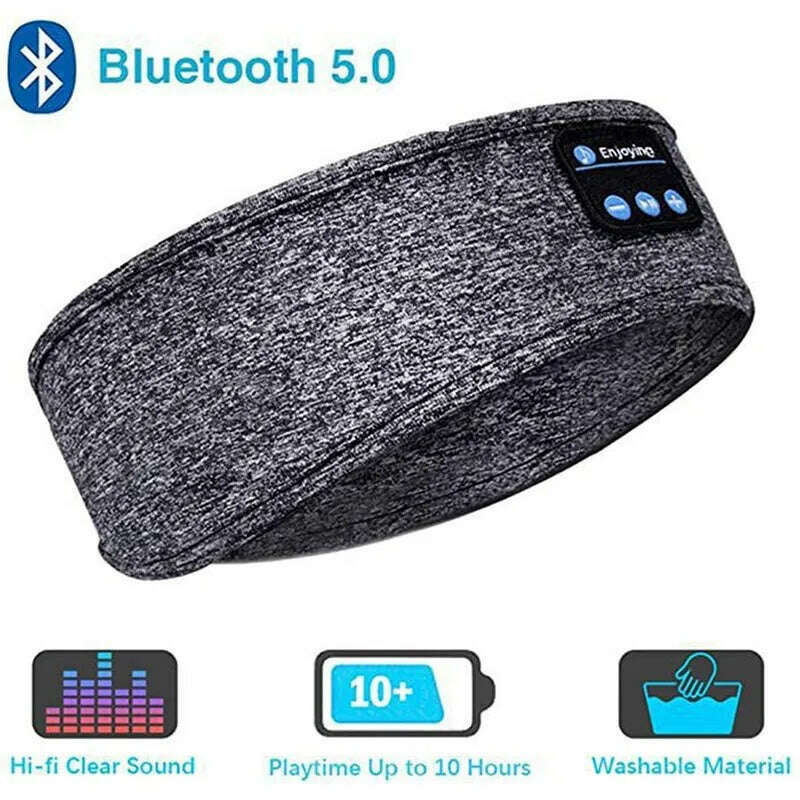 KIMLUD, Fone Bluetooth Earphones Sports Sleeping Headband Elastic Wireless Headphones Music Eye Mask Wireless Bluetooth Headset Headband, Gray, KIMLUD Women's Clothes
