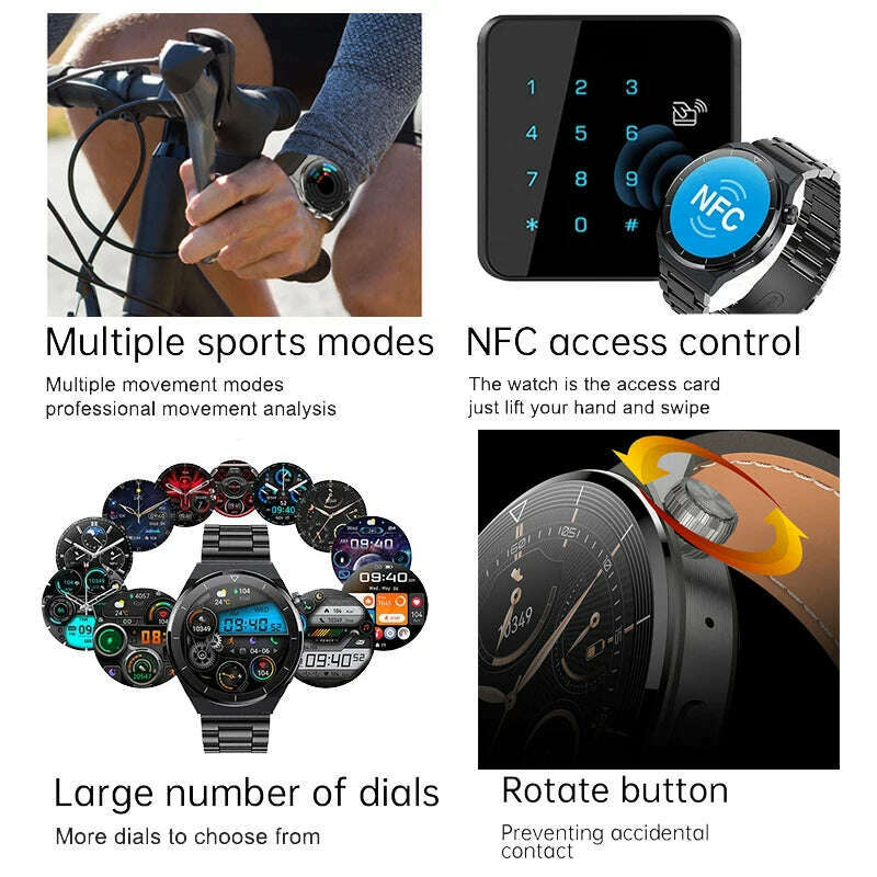KIMLUD, For Huawei GT3 Pro NFC Smart Watch Men AMOLED 390*390 HD Screen Heart Rate Bluetooth Call IP68 Waterproof SmartWatch 2023 New, KIMLUD Womens Clothes