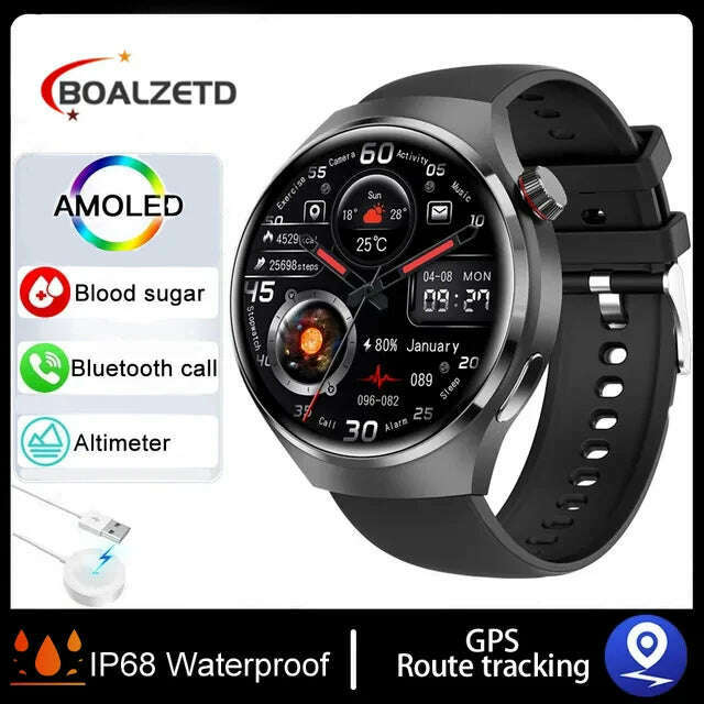 KIMLUD, For Huawei GT4 PRO Smart Watch Men Watch 4 Pro AMOLED HD Screen Bluetooth Call GPS NFC Heart rate Blood Pressure SmartWatch 2024, Black / GPS smart watch, KIMLUD APPAREL - Womens Clothes