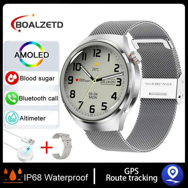 KIMLUD, For Huawei GT4 PRO Smart Watch Men Watch 4 Pro AMOLED HD Screen Bluetooth Call GPS NFC Heart rate Blood Pressure SmartWatch 2024, Silver mesh / GPS smart watch, KIMLUD APPAREL - Womens Clothes