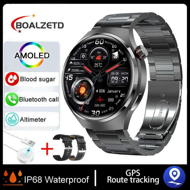 KIMLUD, For Huawei GT4 PRO Smart Watch Men Watch 4 Pro AMOLED HD Screen Bluetooth Call GPS NFC Heart rate Blood Pressure SmartWatch 2024, Black steel / GPS smart watch, KIMLUD APPAREL - Womens Clothes
