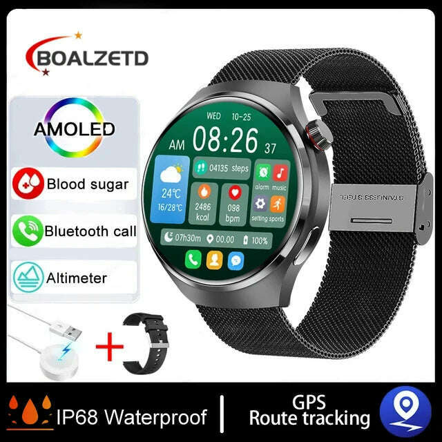 KIMLUD, For Huawei GT4 PRO Smart Watch Men Watch 4 Pro AMOLED HD Screen Bluetooth Call GPS NFC Heart rate Blood Pressure SmartWatch 2024, Black mesh / GPS smart watch, KIMLUD APPAREL - Womens Clothes