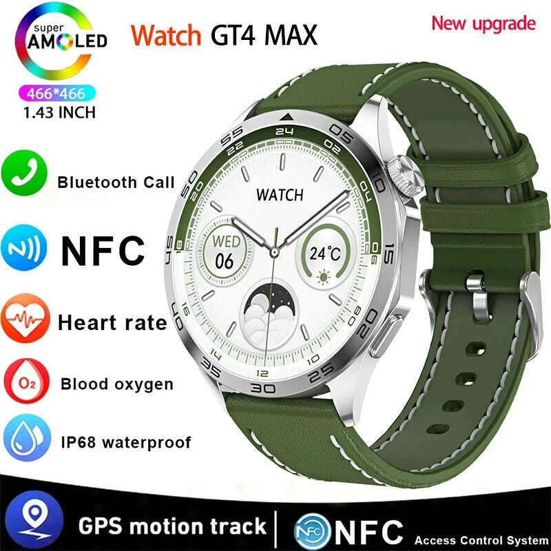 KIMLUD, For HUAWEI WATCH GT4 Pro Max Smart Watch Men Heart Rate NFC 466*466 AMOLED HD Screen Always Display Bluetooth Call SmartWatch, KIMLUD Womens Clothes