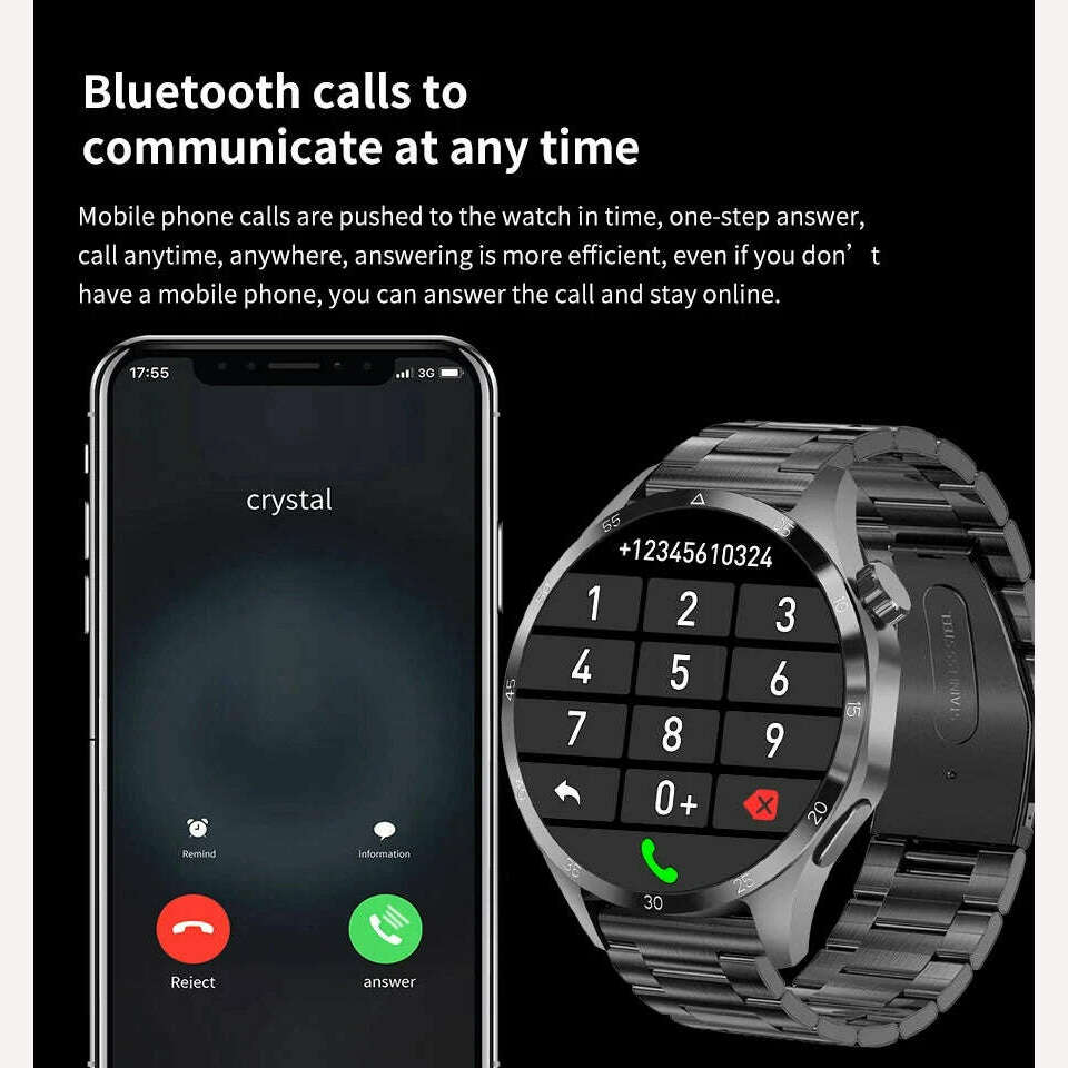 KIMLUD, For Huawei Xiaomi GT4 ProSmart Watch Men NFC GPS Tracker 1.6" HD Screen Heart Rate IP68 Waterproof BT Call SmartWatch 2024 New, KIMLUD Womens Clothes