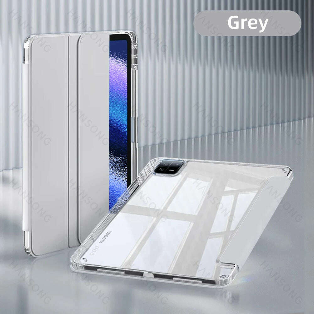 KIMLUD, For Mi Pad Case for Xiaomi Mi Pad 5 & 5 Pro 11 inch HD Transparent Case for Mi Pad 6 & 6 Pro 11 inch with Awake / Sleep Cover, Grey / Mi Pad 6-6 Pro 11 in, KIMLUD APPAREL - Womens Clothes