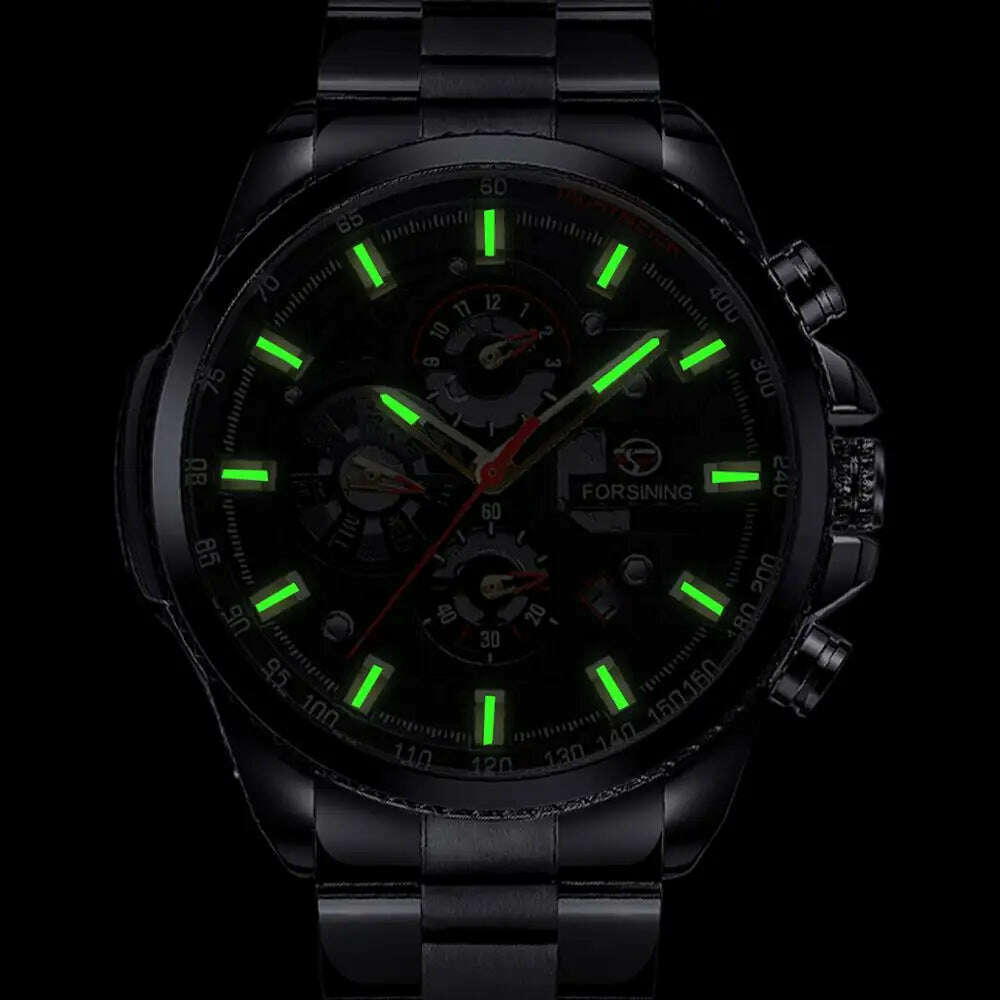 KIMLUD, Forsining 2019 3 Dial Calendar Multifunction Military Luminous Hand Mens Mechanical Sport Automatic Wrist Watch Top Brand Luxury, KIMLUD Womens Clothes