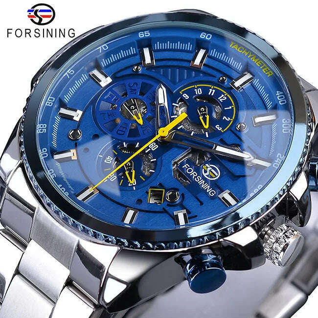 KIMLUD, Forsining 2019 3 Dial Calendar Multifunction Military Luminous Hand Mens Mechanical Sport Automatic Wrist Watch Top Brand Luxury, GMT1137-1 / CHINA, KIMLUD APPAREL - Womens Clothes