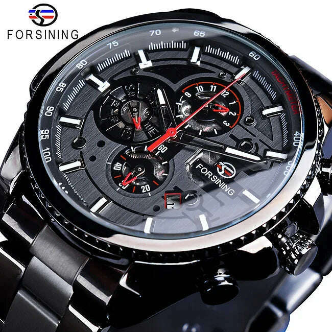 KIMLUD, Forsining 2019 3 Dial Calendar Multifunction Military Luminous Hand Mens Mechanical Sport Automatic Wrist Watch Top Brand Luxury, GMT1137-4 / CHINA, KIMLUD Womens Clothes