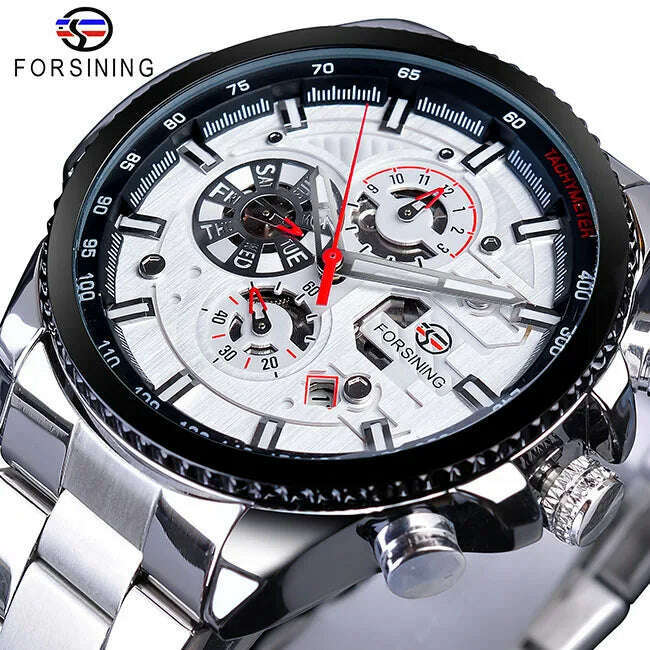KIMLUD, Forsining 2019 3 Dial Calendar Multifunction Military Luminous Hand Mens Mechanical Sport Automatic Wrist Watch Top Brand Luxury, GMT1137-3 / CHINA, KIMLUD APPAREL - Womens Clothes