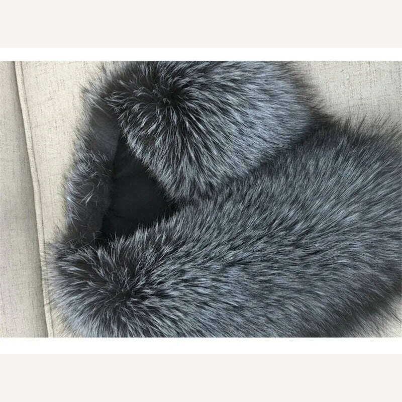 Fox Fur Scarf Luxury Genuine Big Fur Collar Whole Skin Solid Scarves With leather strap Women's Neck Warm Natural Fox Fur Shawl - KIMLUD