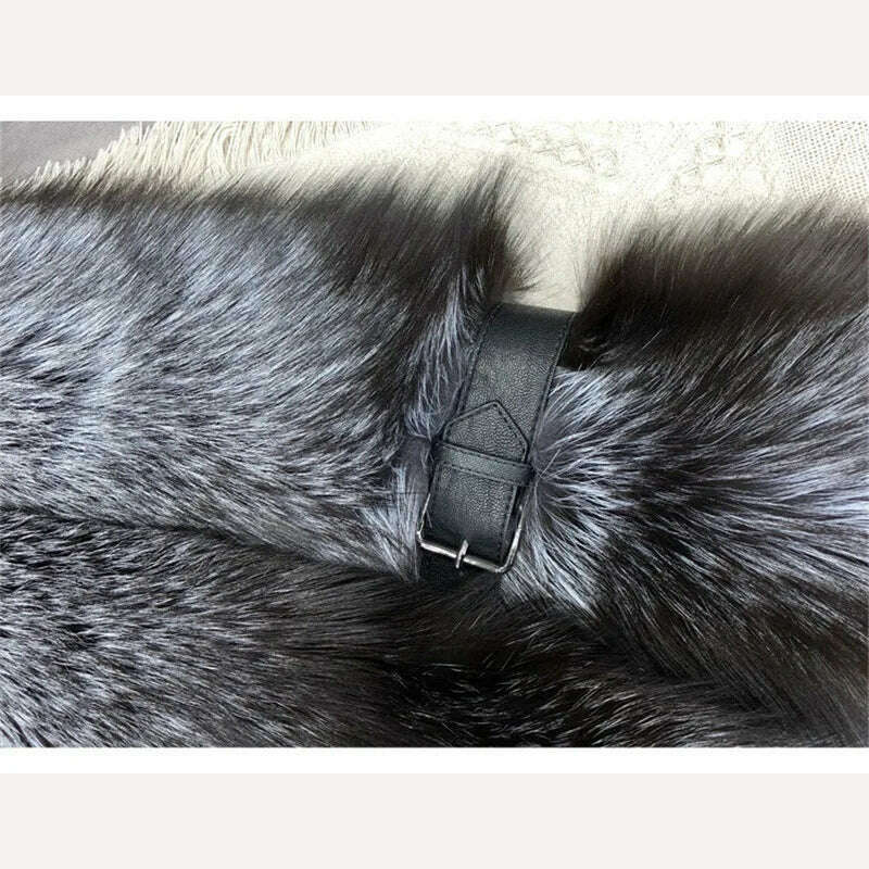 Fox Fur Scarf Luxury Genuine Big Fur Collar Whole Skin Solid Scarves With leather strap Women's Neck Warm Natural Fox Fur Shawl - KIMLUD