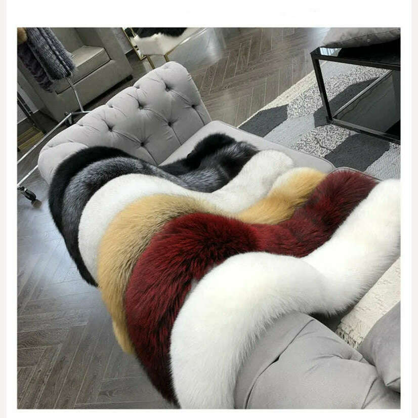 Fox Fur Scarf Luxury Genuine Big Fur Collar Whole Skin Solid Scarves With leather strap Women's Neck Warm Natural Fox Fur Shawl - KIMLUD
