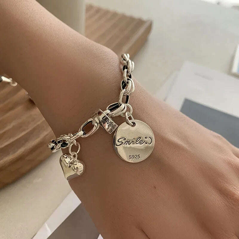 KIMLUD, Foxanry Silver Color Punk Chain Bracelet for Women New Fashion Simple Vintage Handmade Party Jewelry Gifts Wholesale, Style A, KIMLUD Womens Clothes