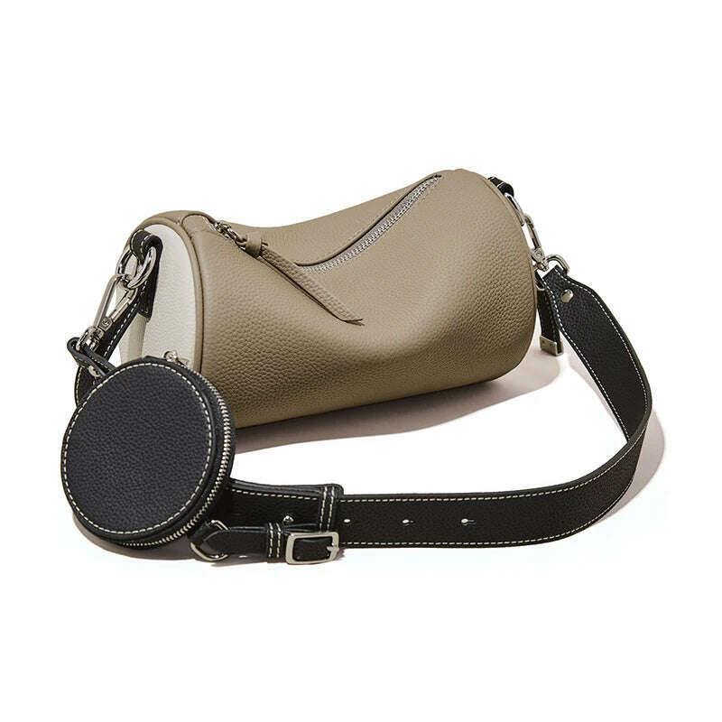 FOXER Women's Cowhide Leather 2 in 1 Shoulder Bag Vintage Soft Messenger Bag With 2 Straps Crossbody Underarm Bags Gift For Lady - KIMLUD
