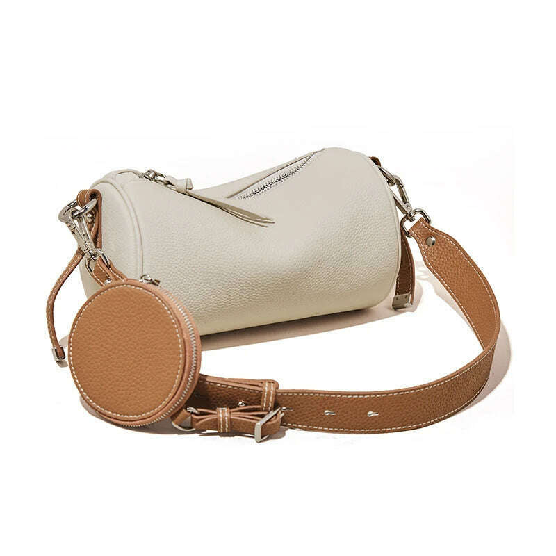 FOXER Women's Cowhide Leather 2 in 1 Shoulder Bag Vintage Soft Messenger Bag With 2 Straps Crossbody Underarm Bags Gift For Lady - KIMLUD