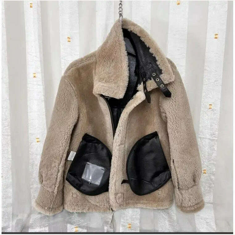 Free shipping.Men 100% real fur jacket with hat.quality winter warm genuine leather coat.sheepskin wool.Black shearling cloth - KIMLUD