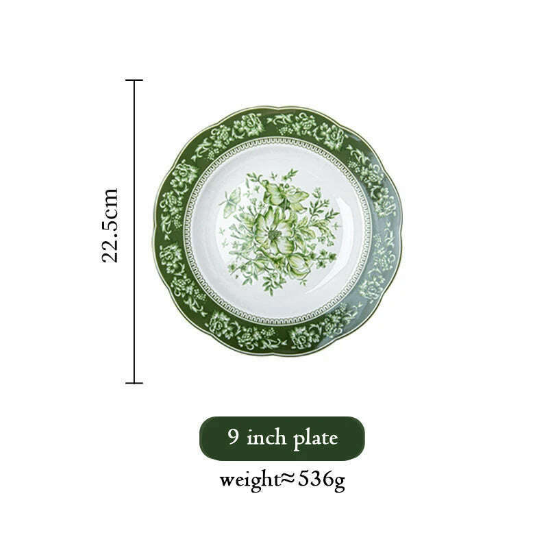 KIMLUD, French Retro Dining Tables Dinner Plates Set Tableware Dishes Dish Plate Sets Complete Tableware Service Dinnerware Kitchen Bar, 9inch dish, KIMLUD APPAREL - Womens Clothes