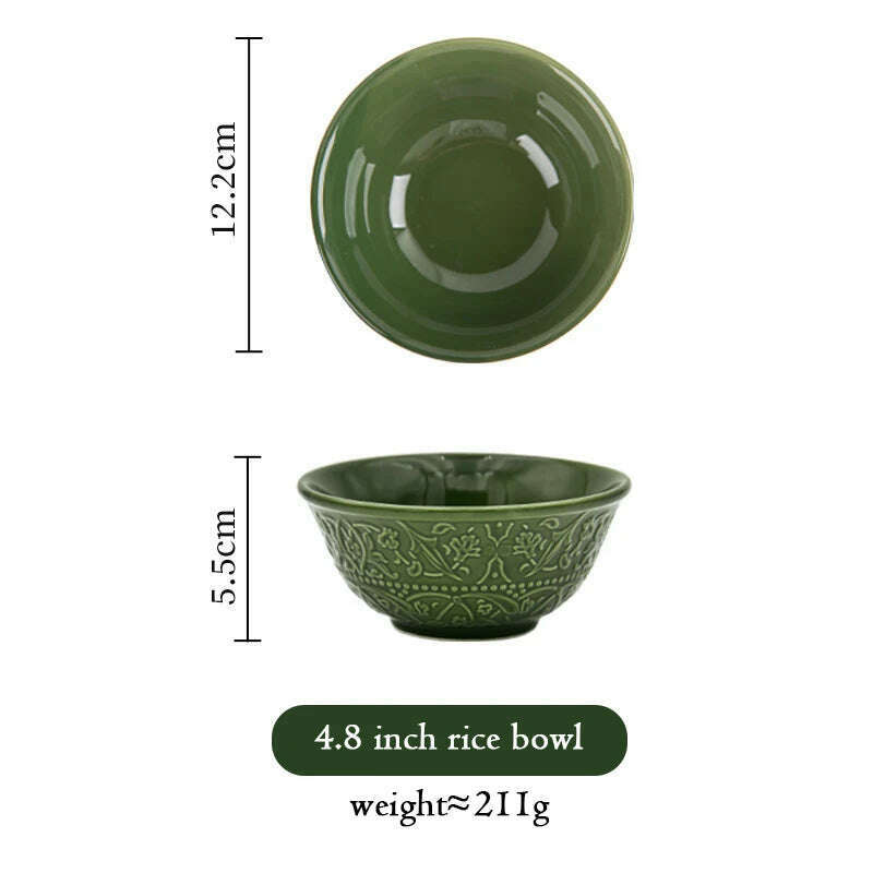 KIMLUD, French Retro Dining Tables Dinner Plates Set Tableware Dishes Dish Plate Sets Complete Tableware Service Dinnerware Kitchen Bar, 4.8inch bowl, KIMLUD APPAREL - Womens Clothes