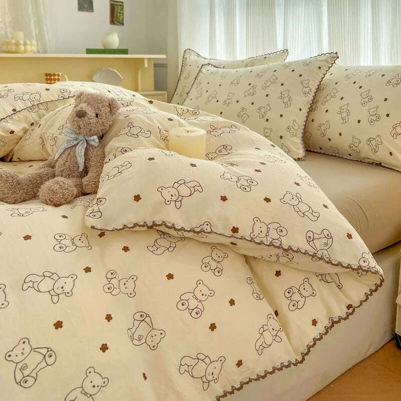 Fresh Botanical Floral Bedding Set for Kids and Adults, Leaves, Flower Duvet Cover, Pillowcases, Soft Washed Cotton, Home Textil - KIMLUD