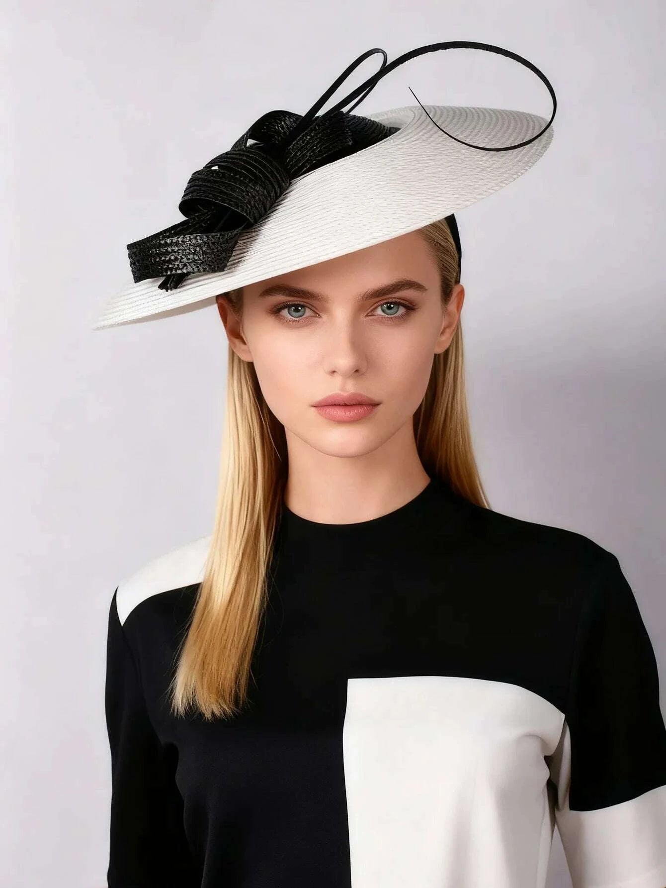 FS Fascinators Black White Weddings Pillbox Hat For Women Church Hat Sraw Fedora Black Wide Ladies Dress Kentucky Derby Hats
