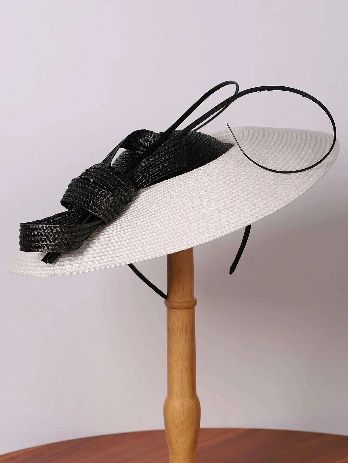FS Fascinators Black White Weddings Pillbox Hat For Women Church Hat Sraw Fedora Black Wide Ladies Dress Kentucky Derby Hats