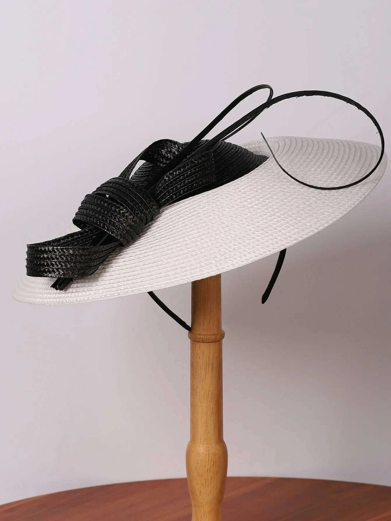 FS Fascinators Black White Weddings Pillbox Hat For Women Church Hat Sraw Fedora Black Wide Ladies Dress Kentucky Derby Hats
