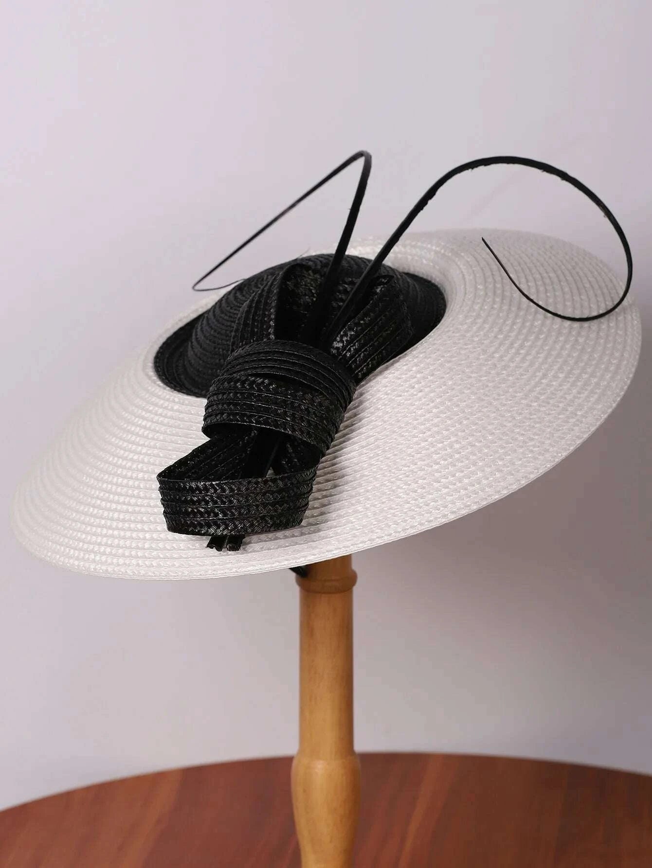 FS Fascinators Black White Weddings Pillbox Hat For Women Church Hat Sraw Fedora Black Wide Ladies Dress Kentucky Derby Hats