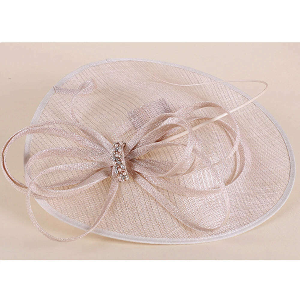 KIMLUD, FS Fascinators For Women Elegant White Linen Pillbox Hat Royal Weddings Bridal Hats Ladies Sinamay Derby Dress Cocktail Fedoras, KIMLUD Womens Clothes