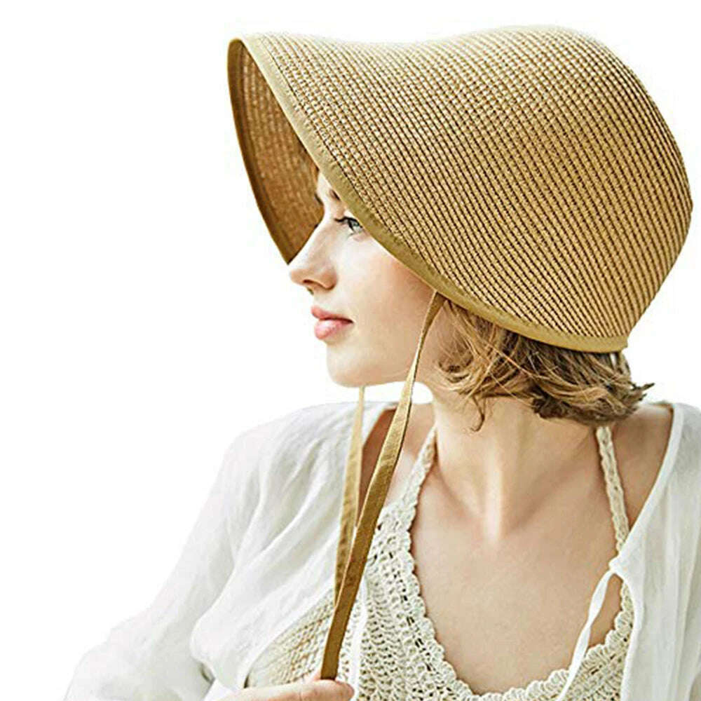 KIMLUD, FS Fashion Straw Regency Bonnets Hats For Women Party Sun Hats Bow Beach Cap Big Wide Brim Cloche Hat Fedora Chapeau Femme, KIMLUD Women's Clothes