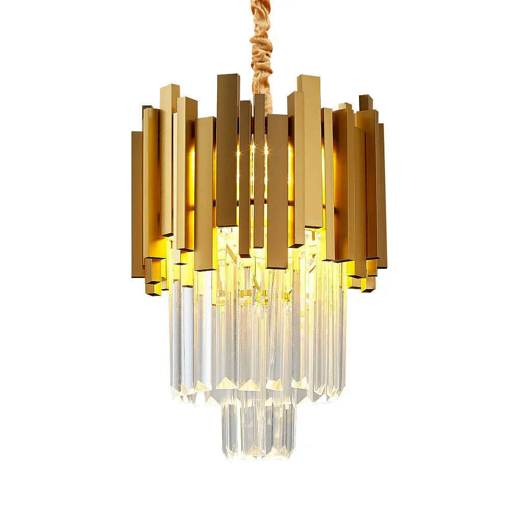 KIMLUD, FSS Modern Gold Small Round Crystal Chandelier Lighting For Dining Room Bedroom Fixtures Kitchen Island Lustre New, KIMLUD Womens Clothes