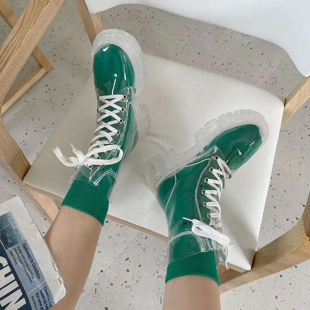 KIMLUD, Full Transparent Boots New Simple Perspective Summer 2022 New Short Boots Thin Cool Boots Women's Shoes, Free green socks / 35, KIMLUD APPAREL - Womens Clothes