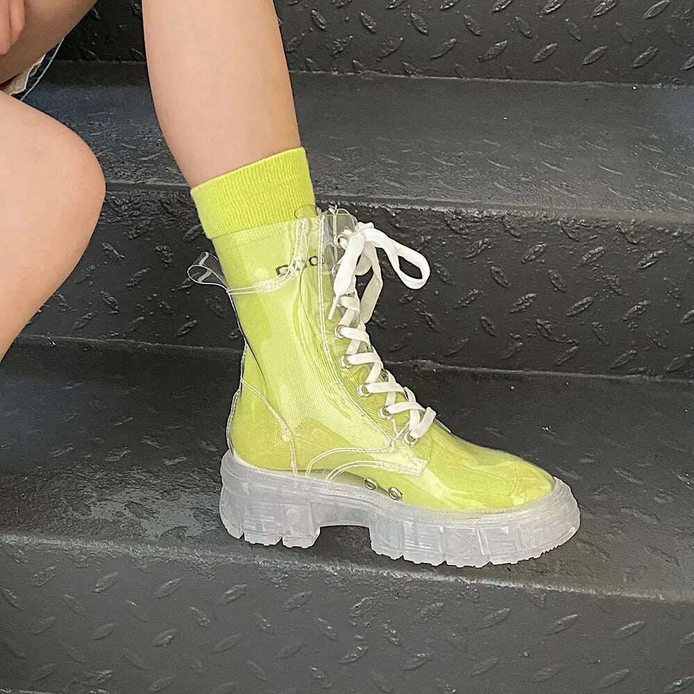 KIMLUD, Full Transparent Boots New Simple Perspective Summer 2022 New Short Boots Thin Cool Boots Women's Shoes, Free yellow socks / 35, KIMLUD APPAREL - Womens Clothes