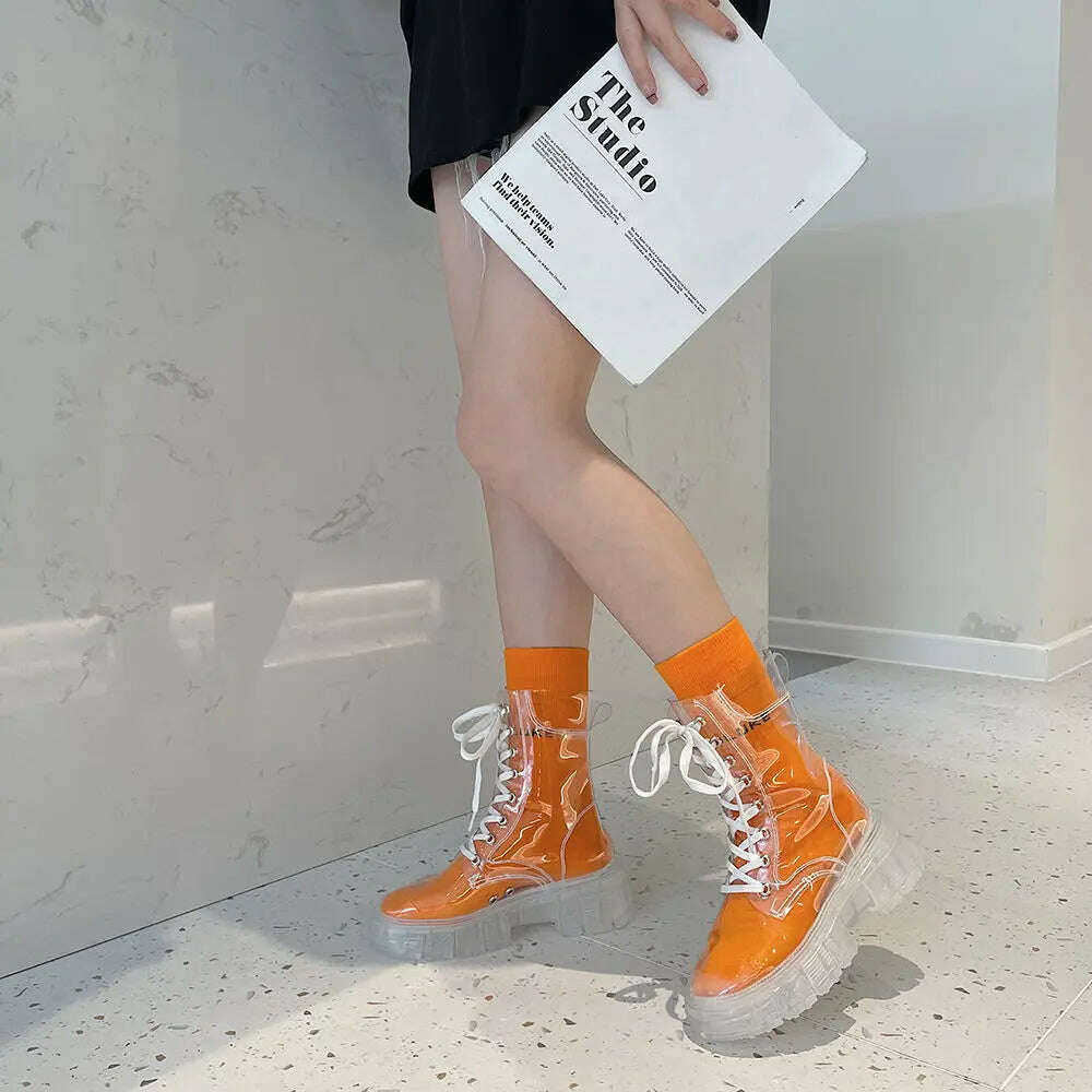 KIMLUD, Full Transparent Boots New Simple Perspective Summer 2022 New Short Boots Thin Cool Boots Women's Shoes, KIMLUD Womens Clothes